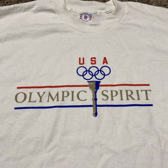 Vtg USA Olympic T-Shirt White XXL Rare Single Stitch - Picture 2 of 4